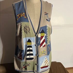 ๐Vintage nautical knit vest Bobbie Brooks large